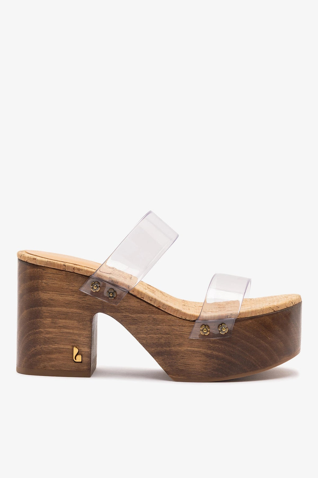 Larroude Miso Clear Platform Sandal In Clear Vinyl and Natural Cork