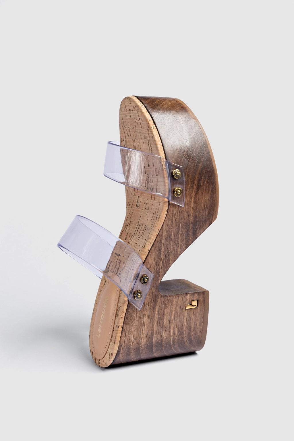 Larroude Miso Clear Platform Sandal In Clear Vinyl and Natural Cork