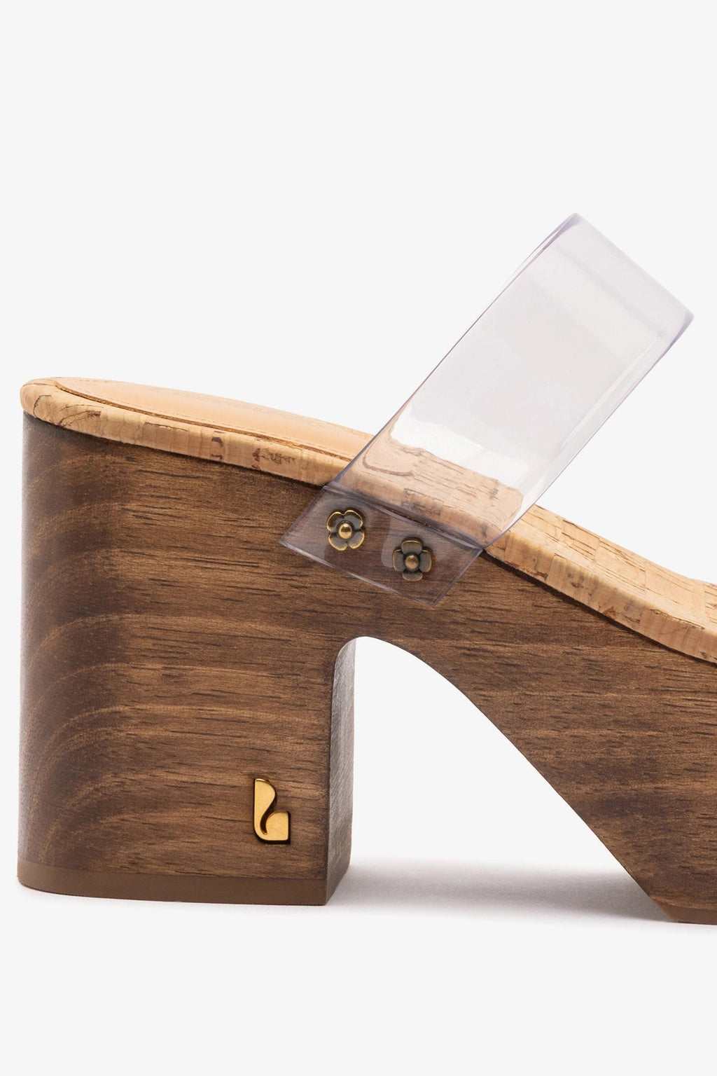 Larroude Miso Clear Platform Sandal In Clear Vinyl and Natural Cork