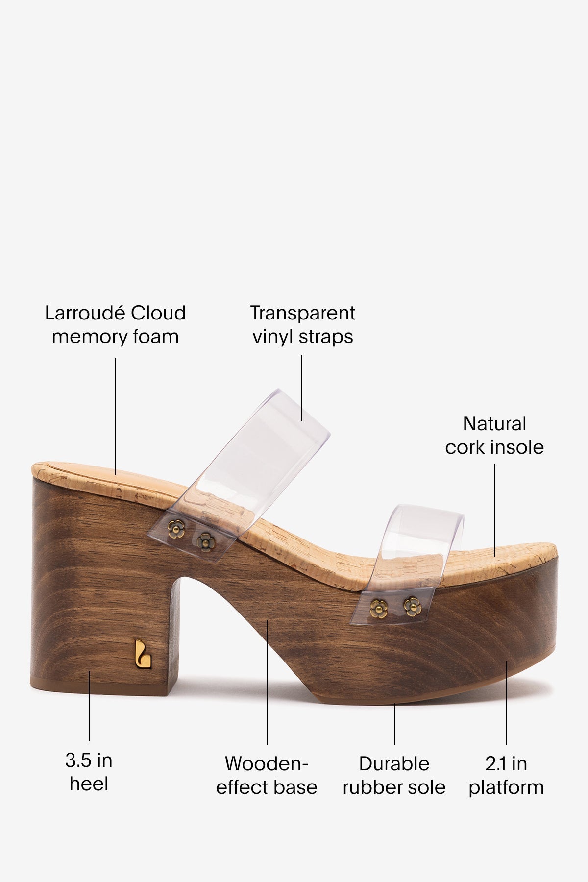Larroude Miso Clear Platform Sandal In Clear Vinyl and Natural Cork