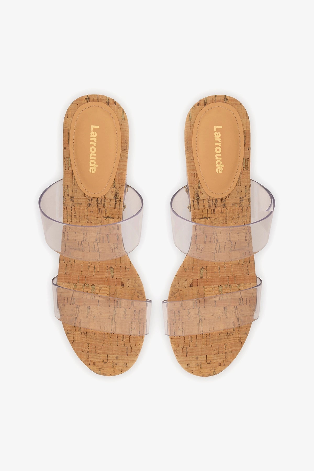 Larroude Miso Clear Platform Sandal In Clear Vinyl and Natural Cork