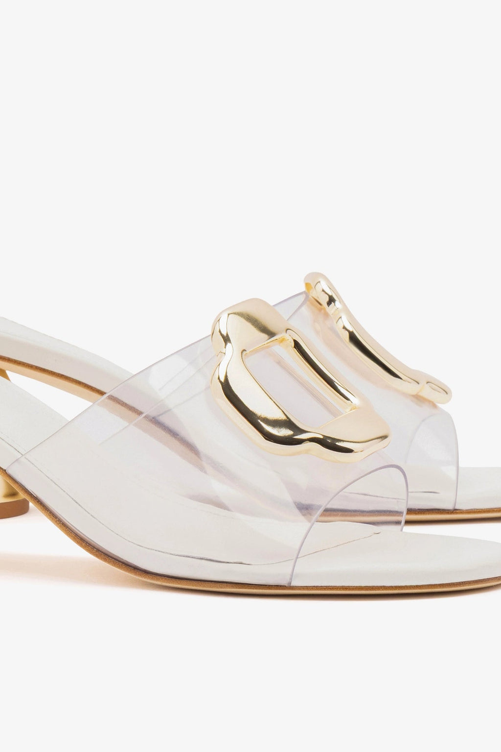 Larroude Margherita Clear Mule White Leather