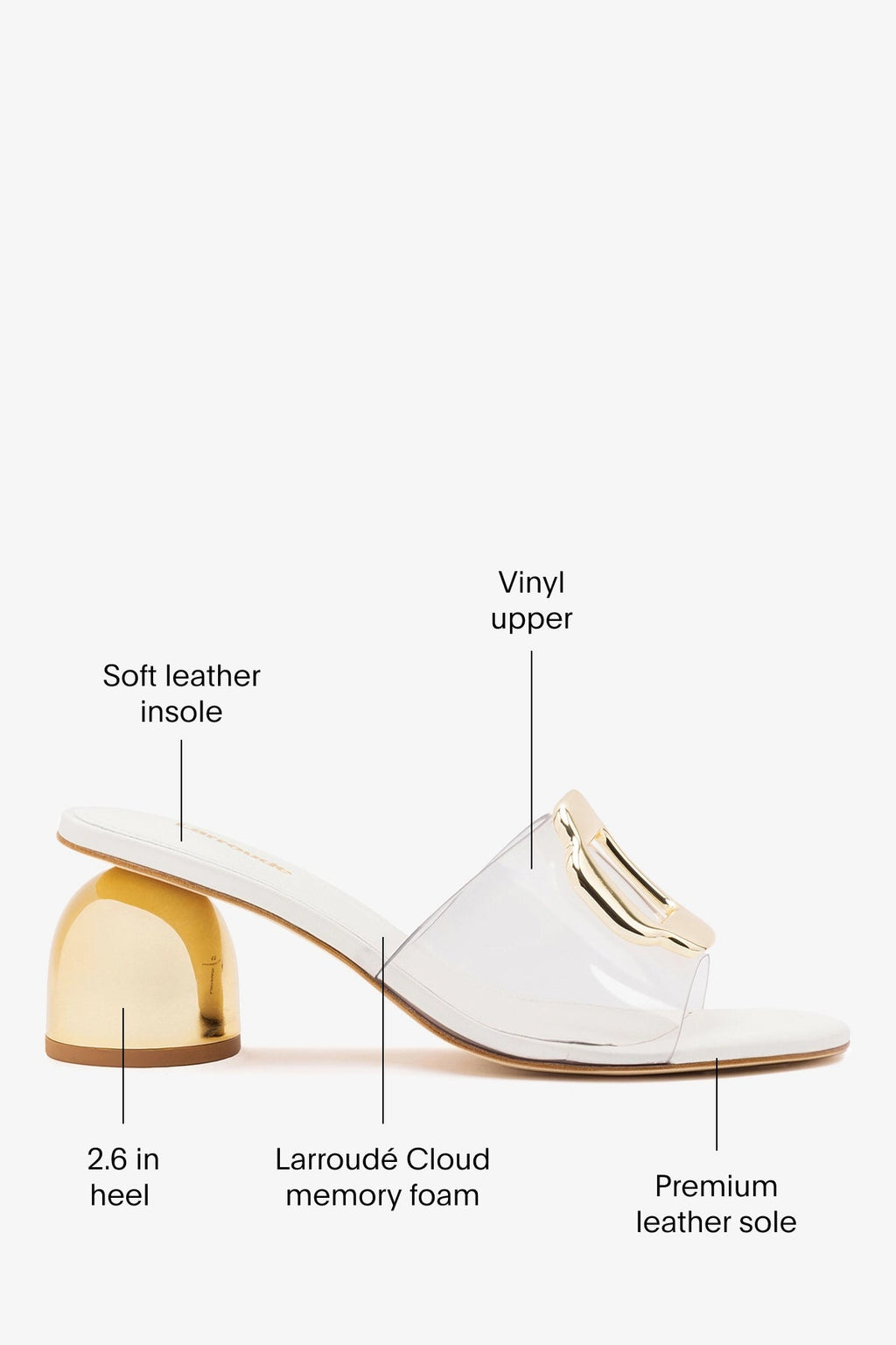 Larroude Margherita Clear Mule White Leather