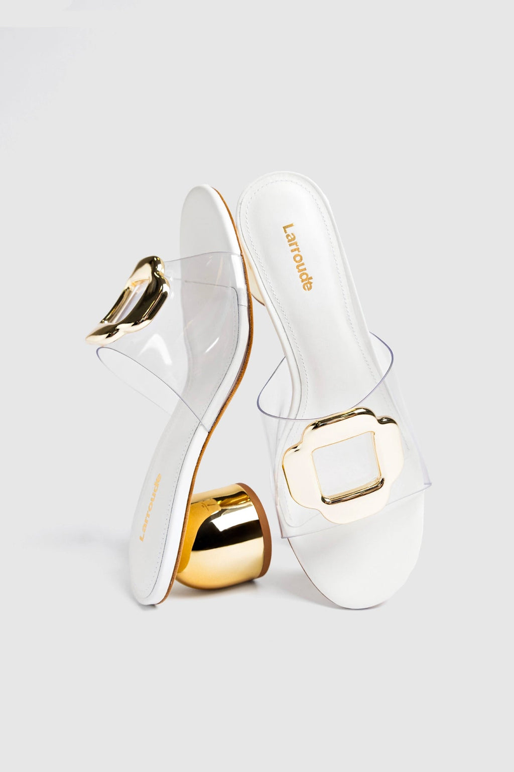 Larroude Margherita Clear Mule White Leather