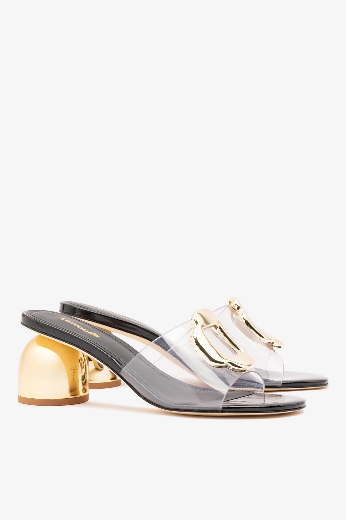 Larroude Margherita Clear Mule Black Patent Leather