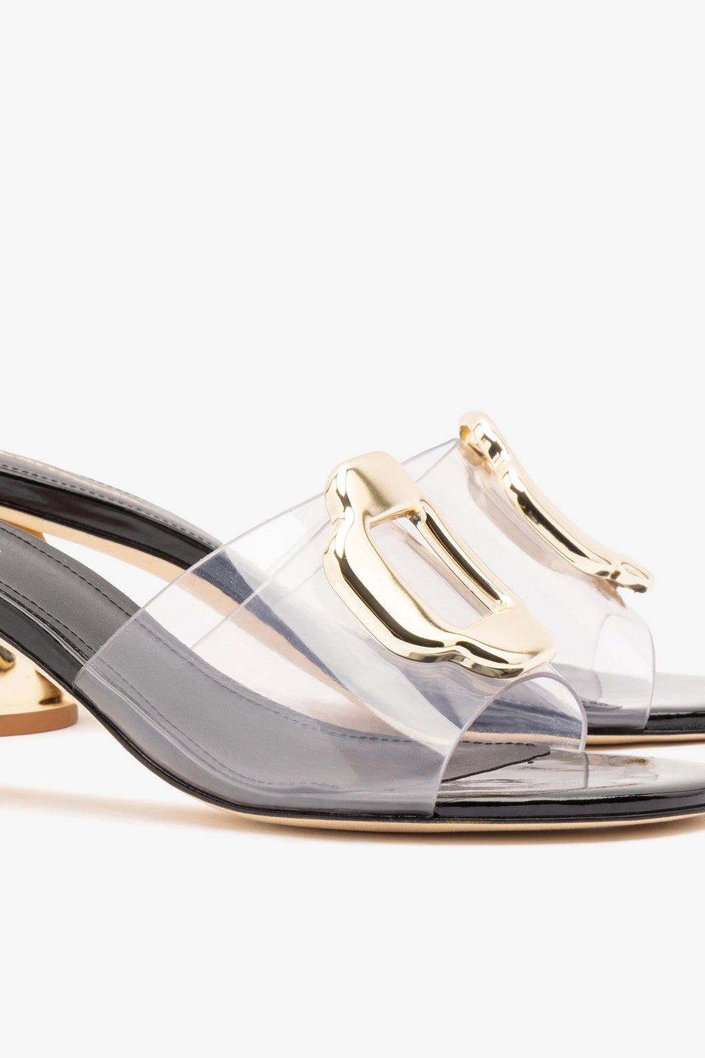 Larroude Margherita Clear Mule Black Patent Leather