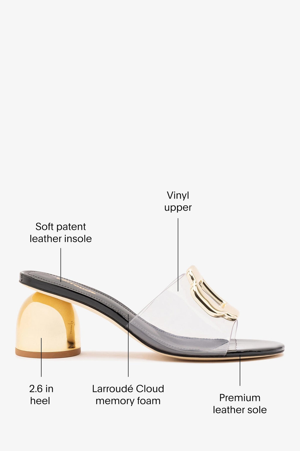 Larroude Margherita Clear Mule Black Patent Leather