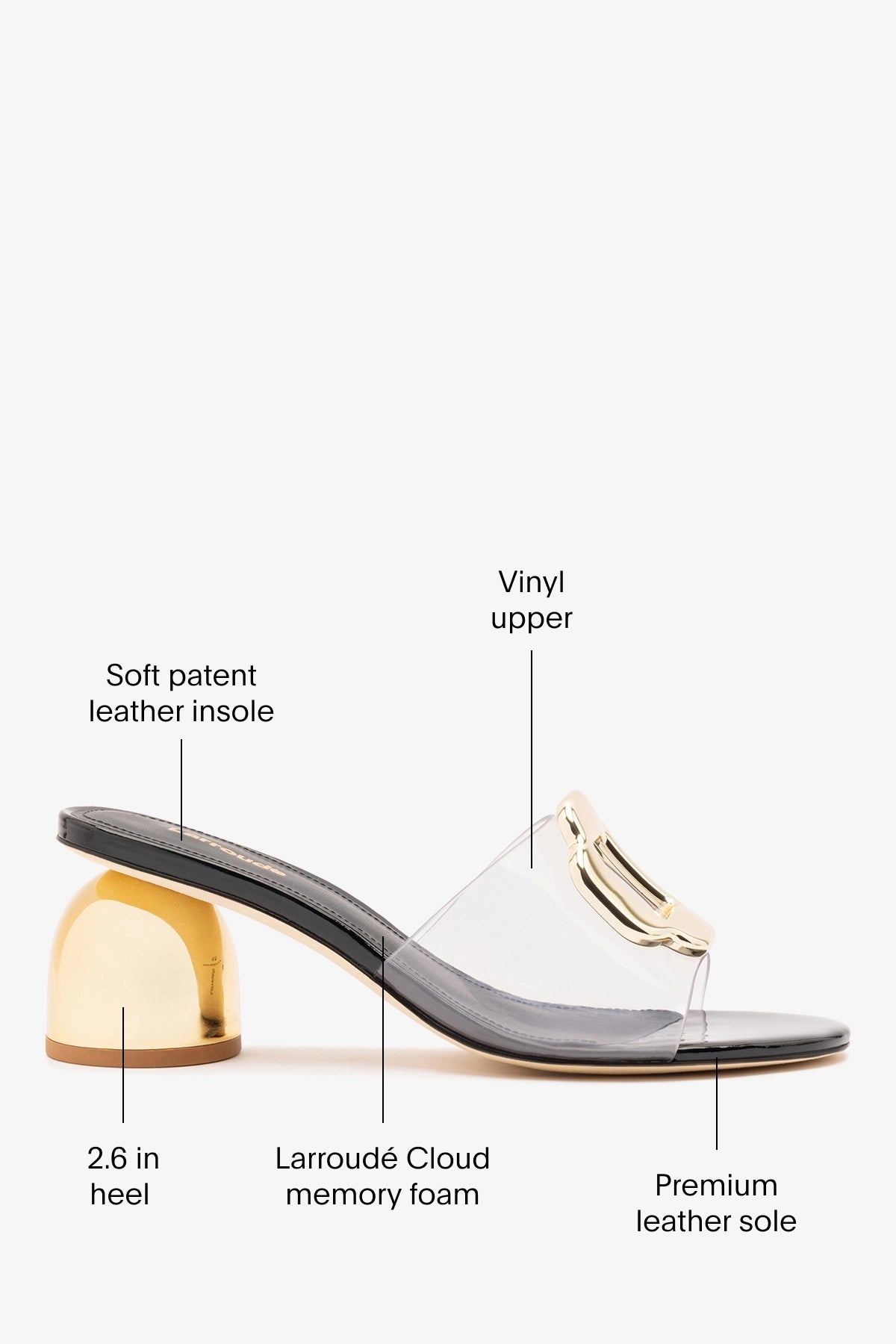 Larroude Margherita Clear Mule Black Patent Leather