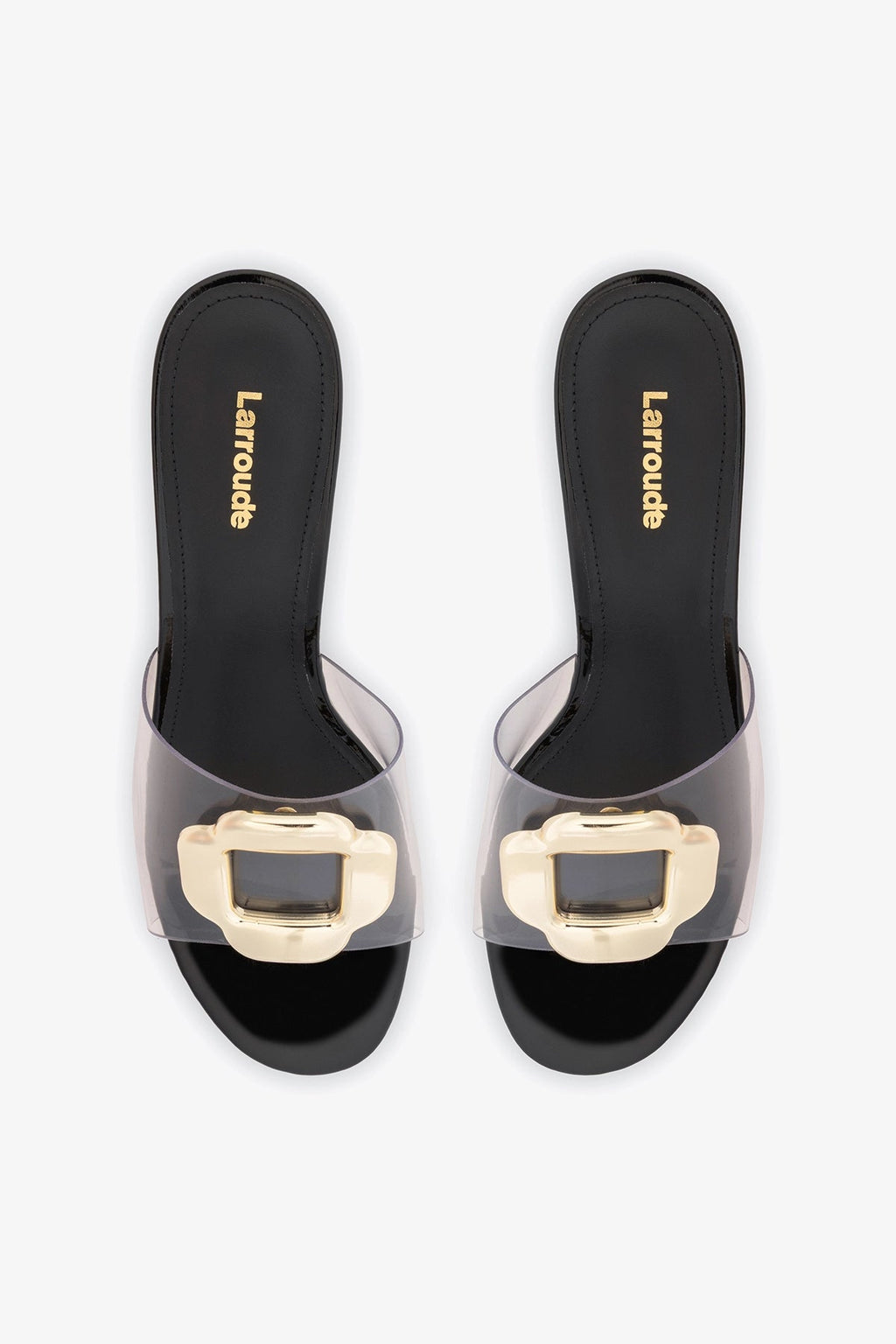 Larroude Margherita Clear Mule Black Patent Leather
