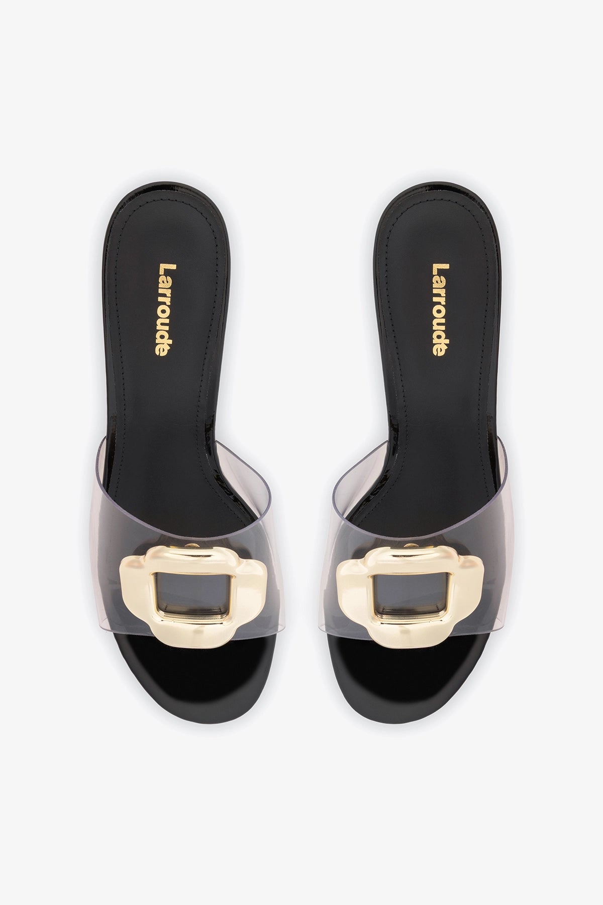 Larroude Margherita Clear Mule Black Patent Leather