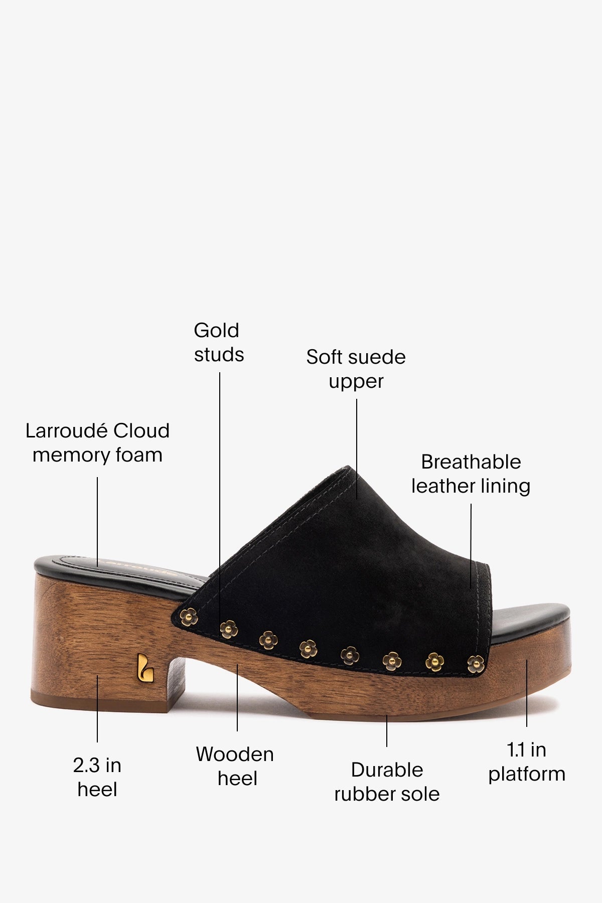 Larroude Willow Mule Black Suede