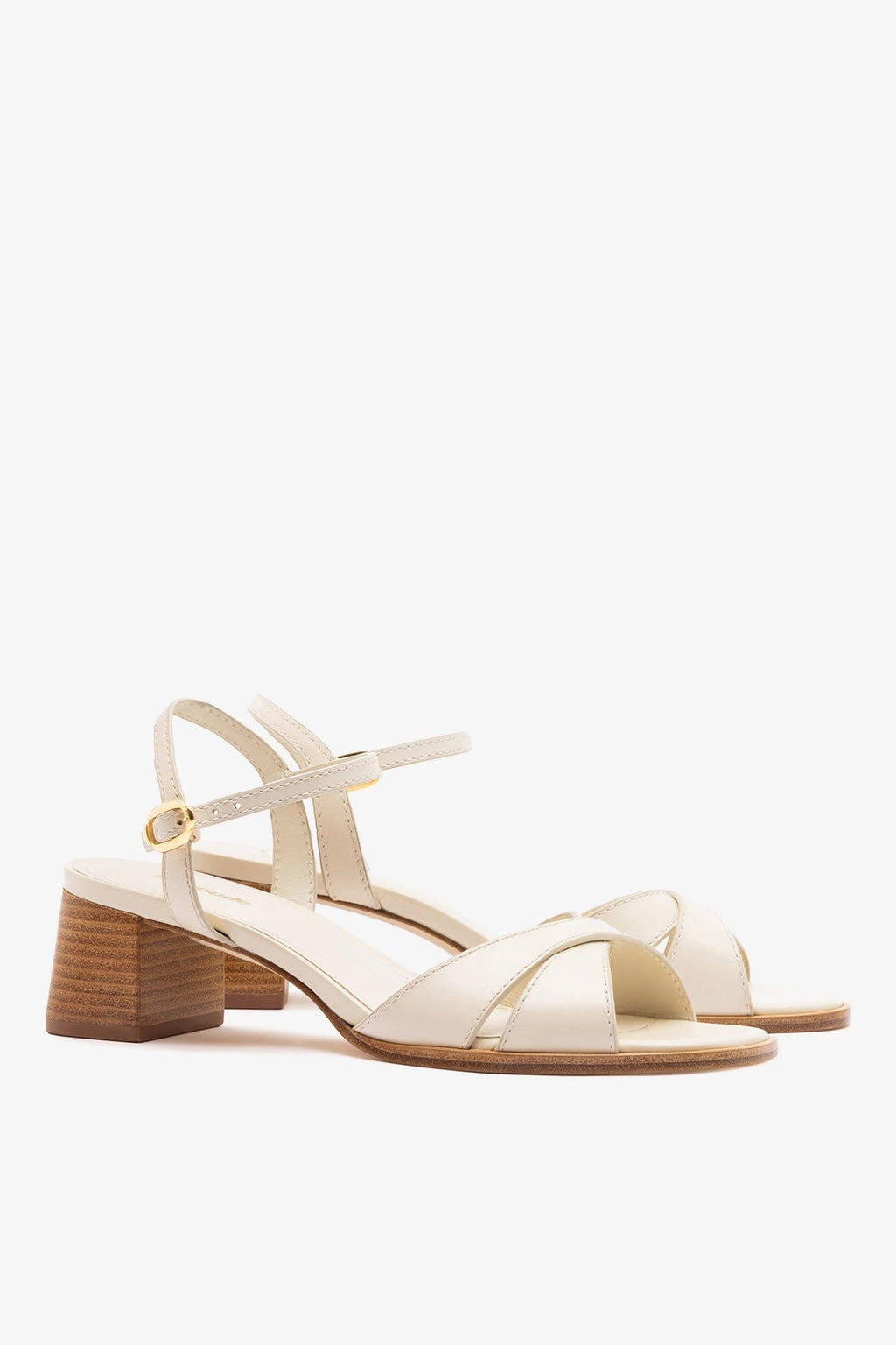 Larroude Roma Sandal Ivory Leather