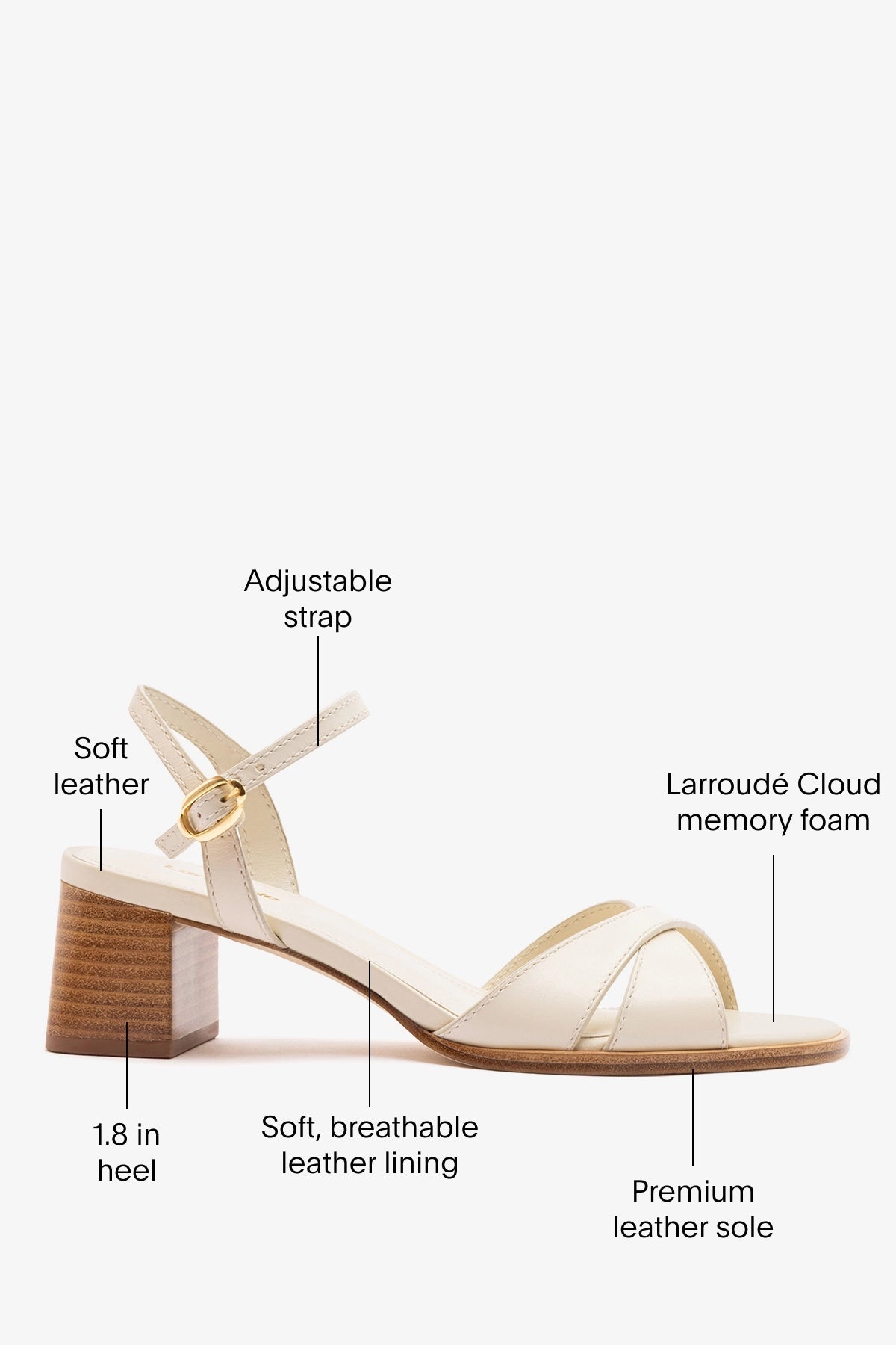 Larroude Roma Sandal Ivory Leather