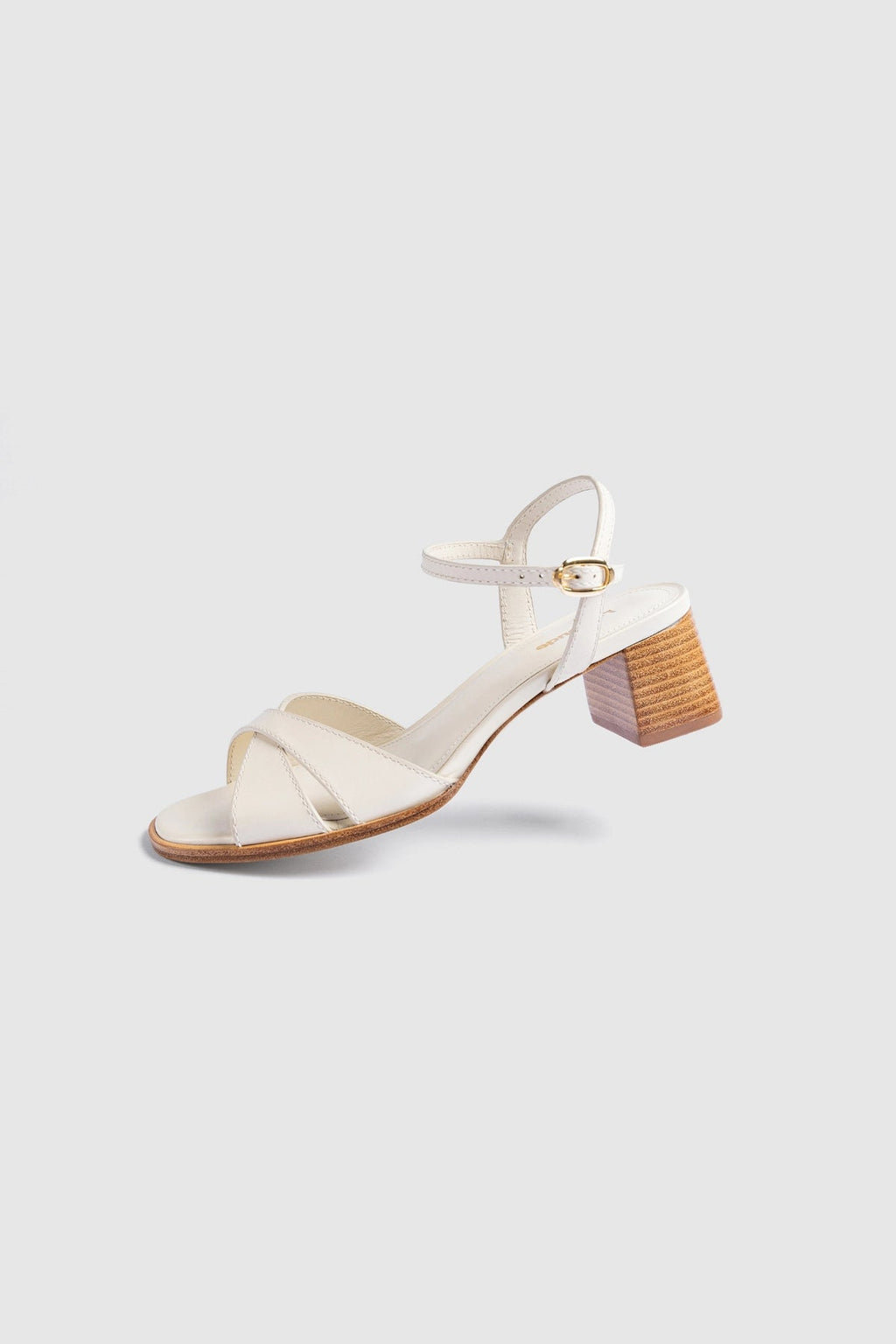 Larroude Roma Sandal Ivory Leather