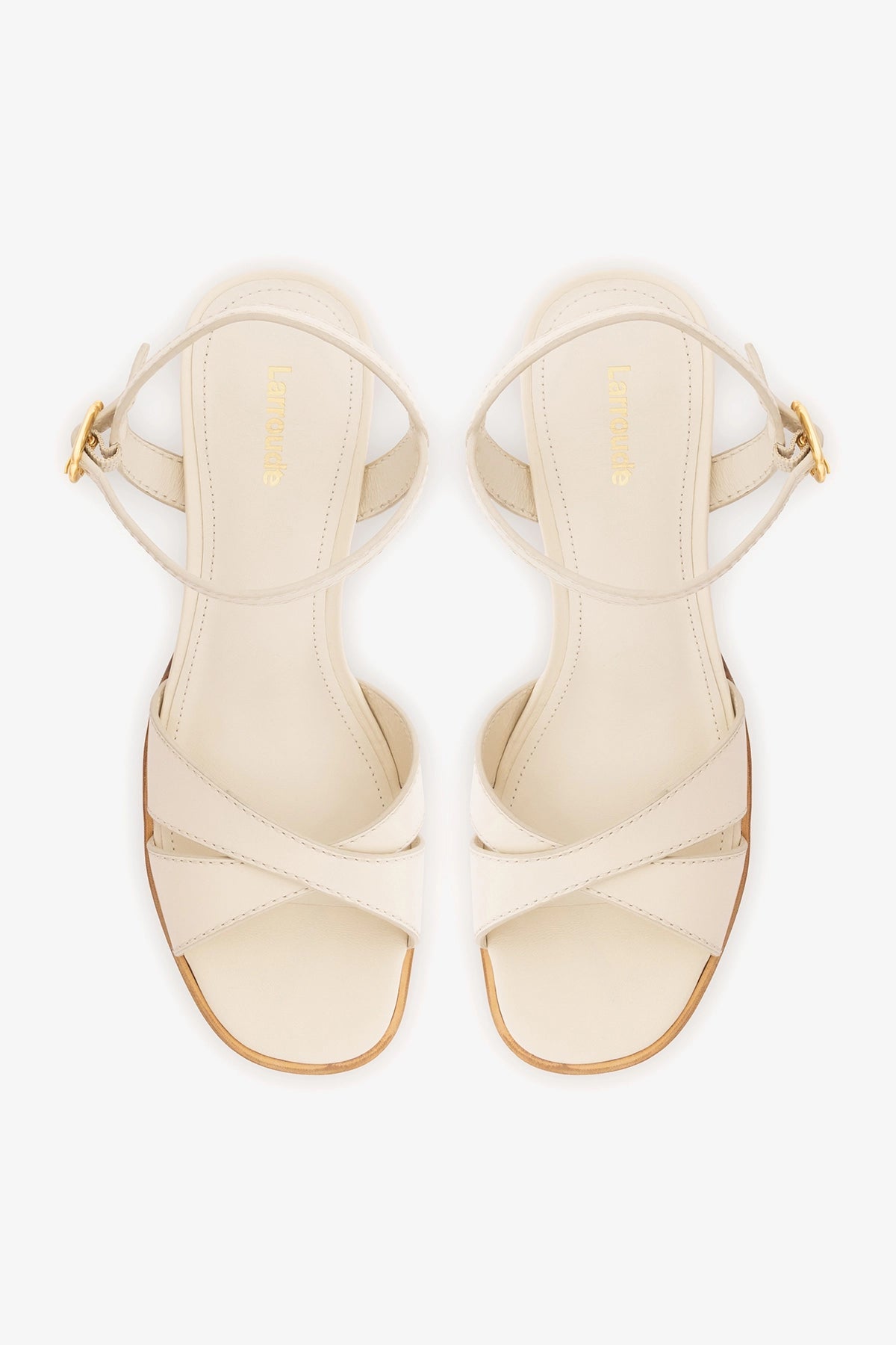 Larroude Roma Sandal Ivory Leather