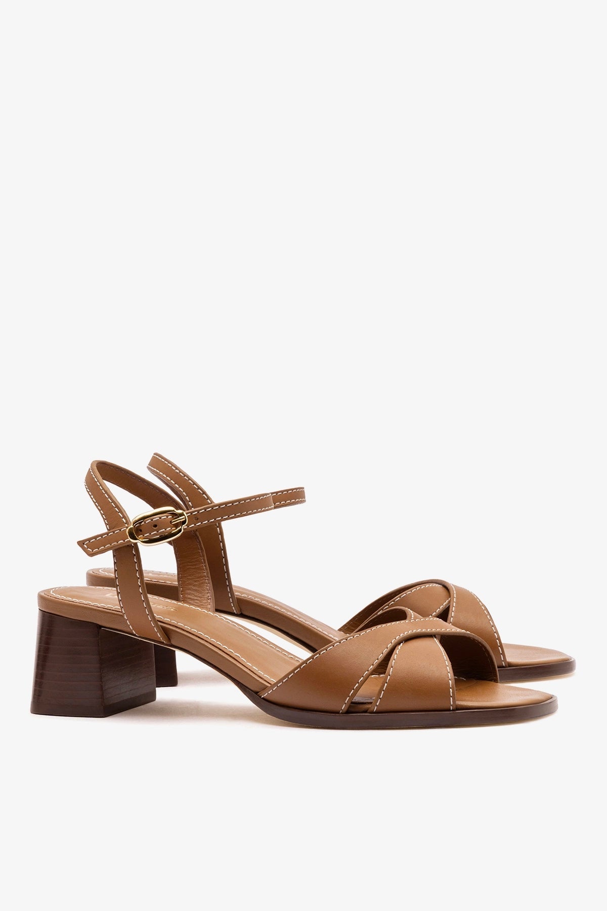 Larroude Roma Sandal In Vegetale Caramel Leather