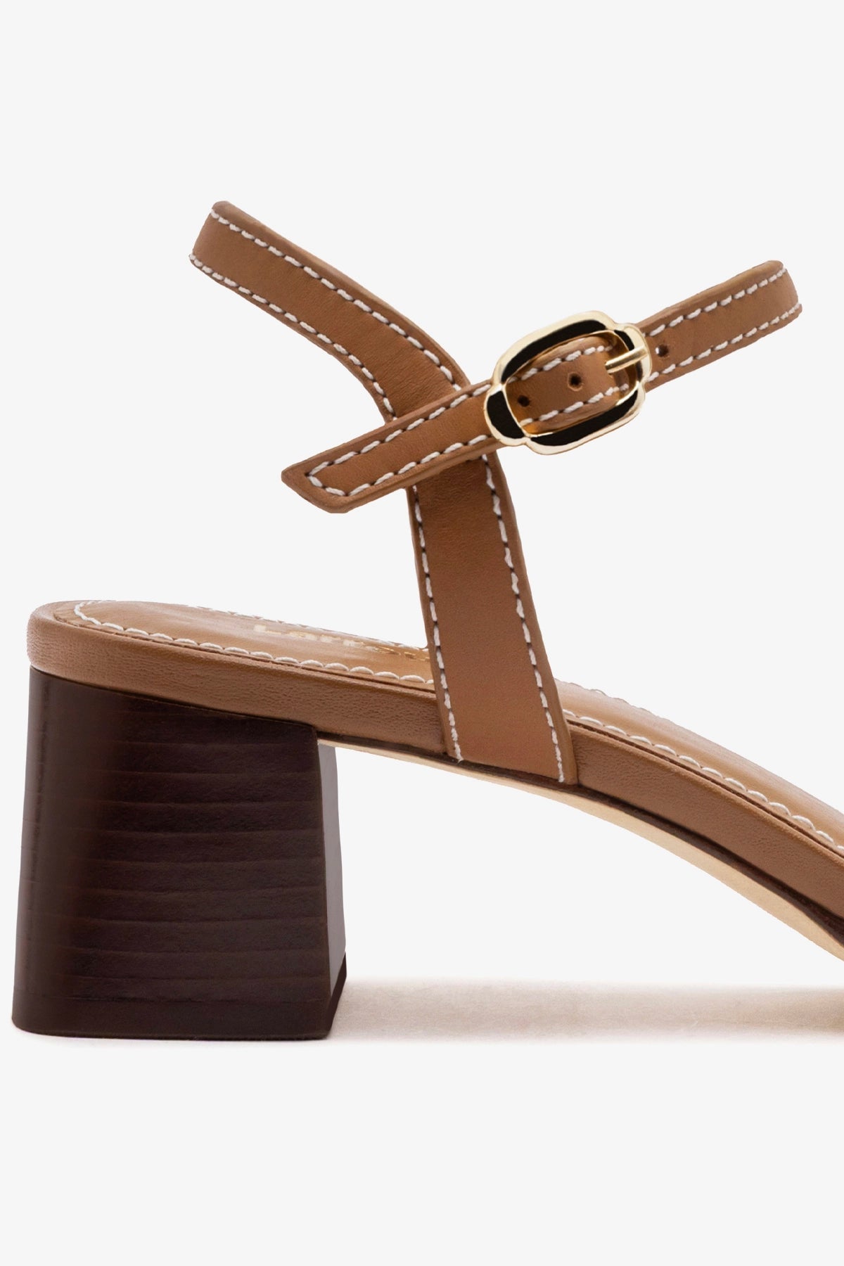 Larroude Roma Sandal In Vegetale Caramel Leather