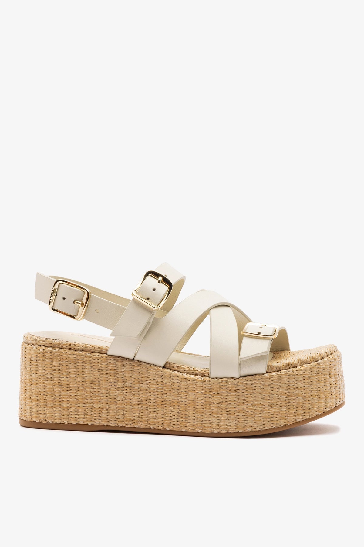 Larroude Patti Flatform Ivory Leather