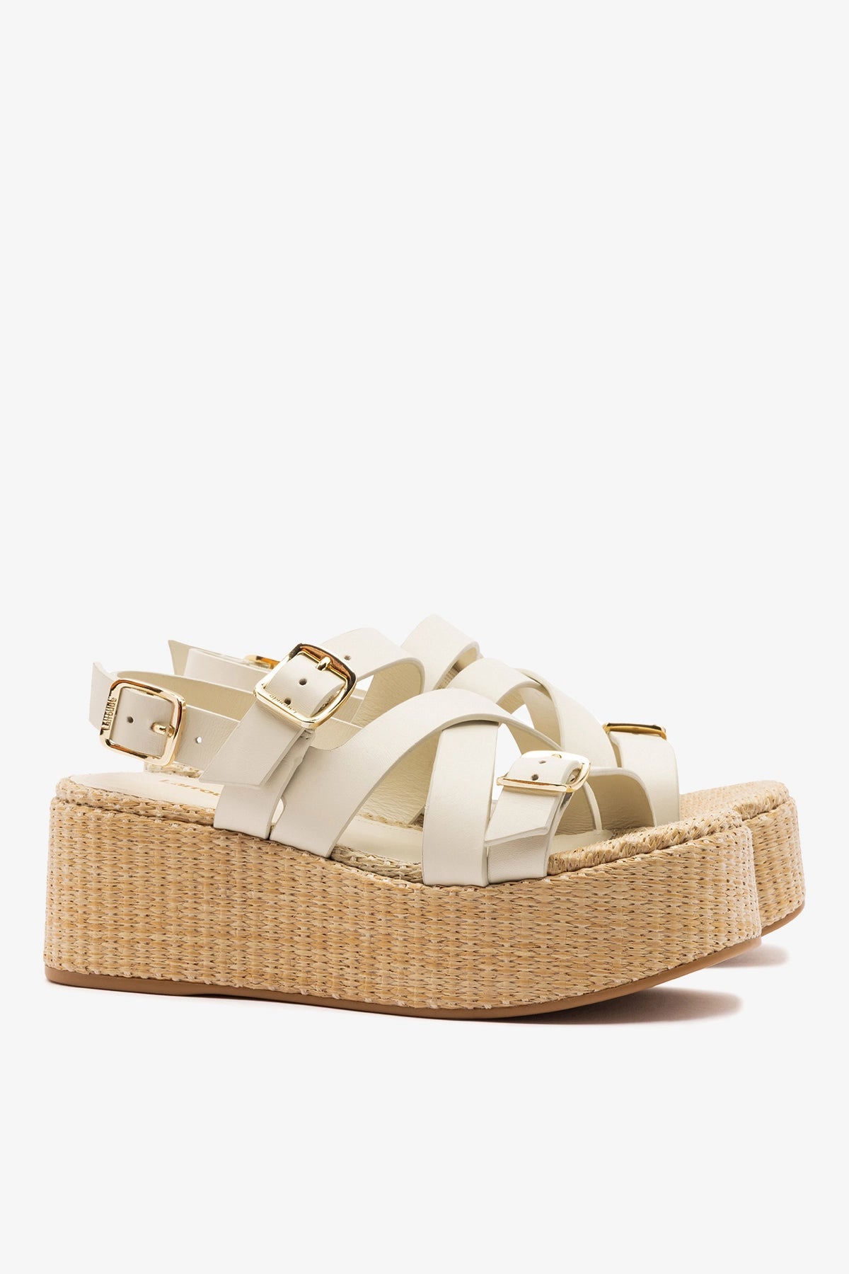 Larroude Patti Flatform Ivory Leather