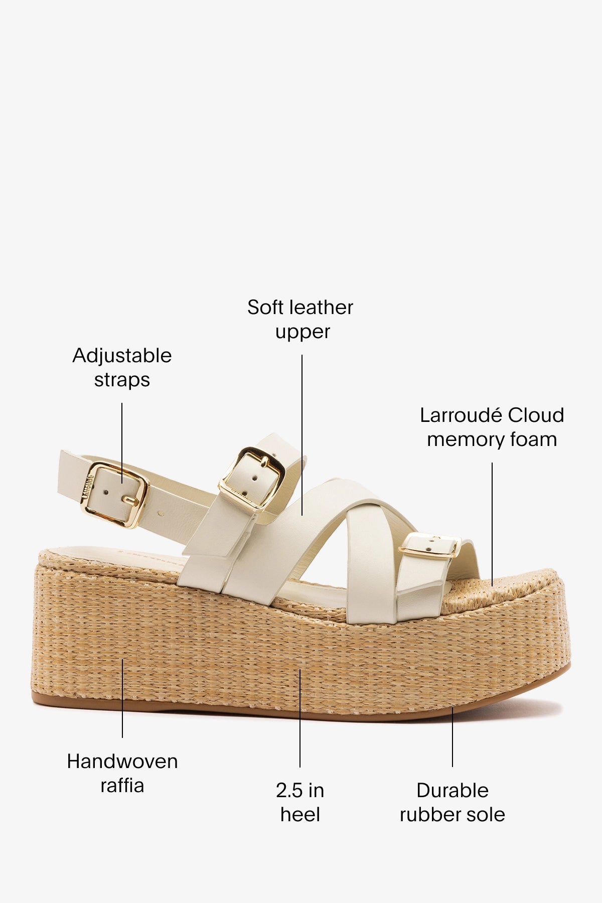 Larroude Patti Flatform Ivory Leather