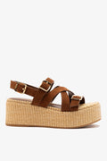 Larroude Patti Flatform Burnt Umber Suede
