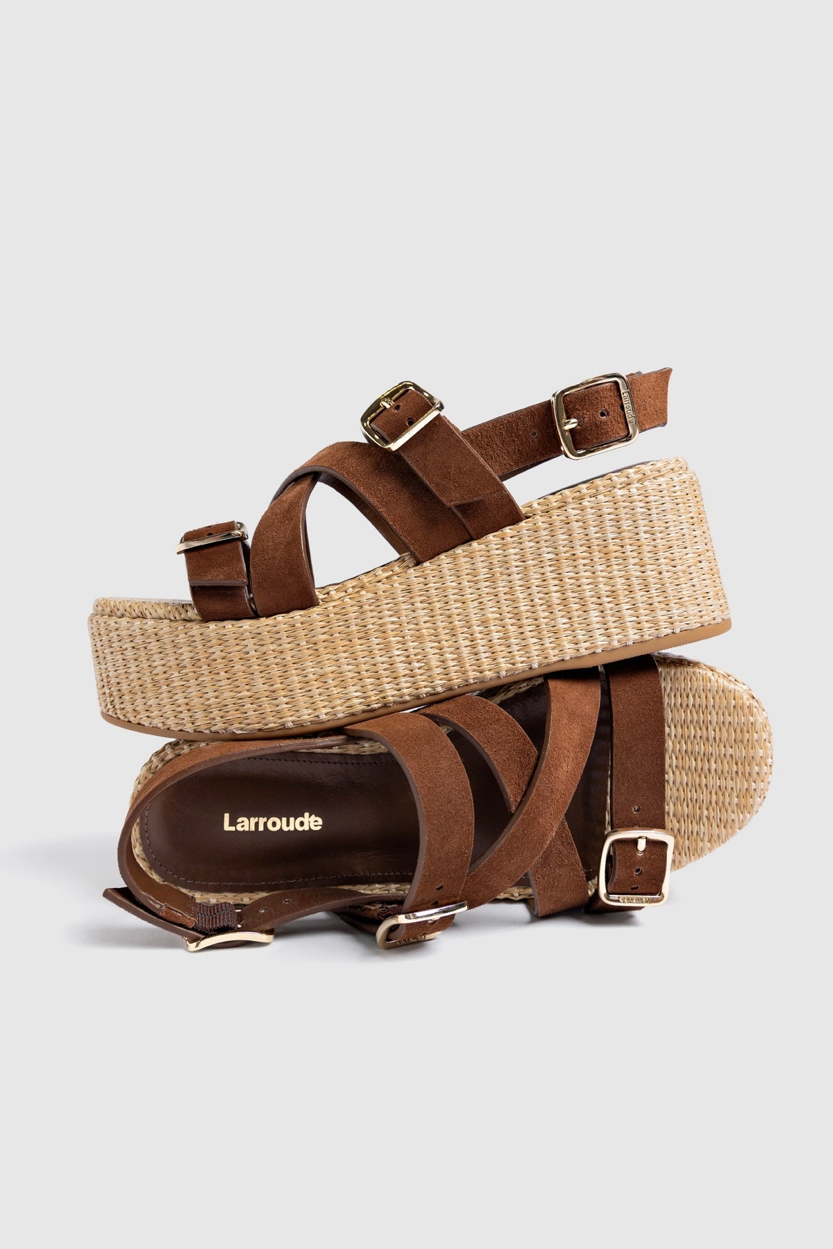 Larroude Patti Flatform Burnt Umber Suede