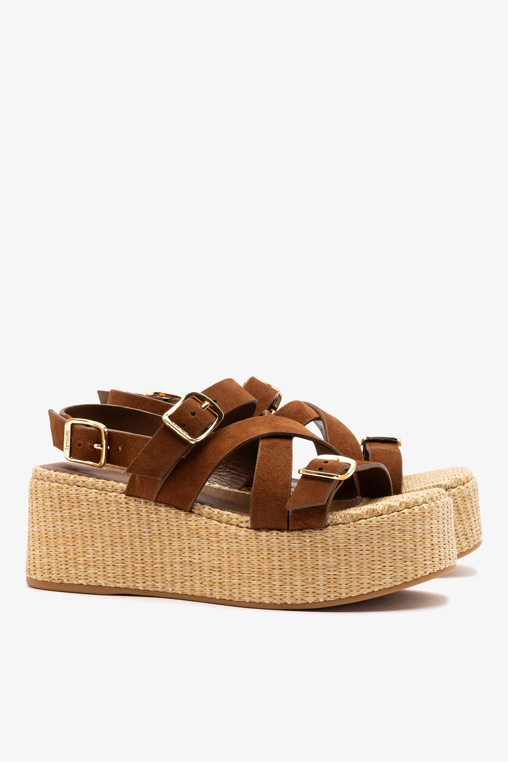 Larroude Patti Flatform Burnt Umber Suede