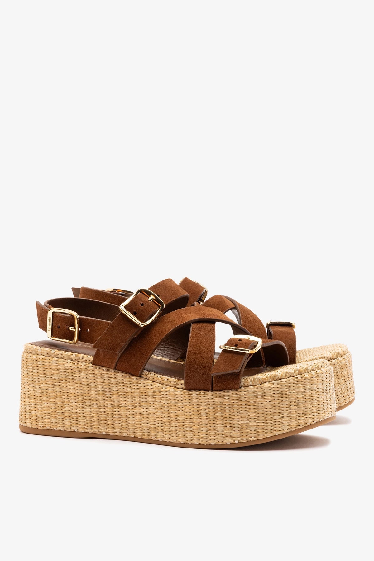 Larroude Patti Flatform Burnt Umber Suede