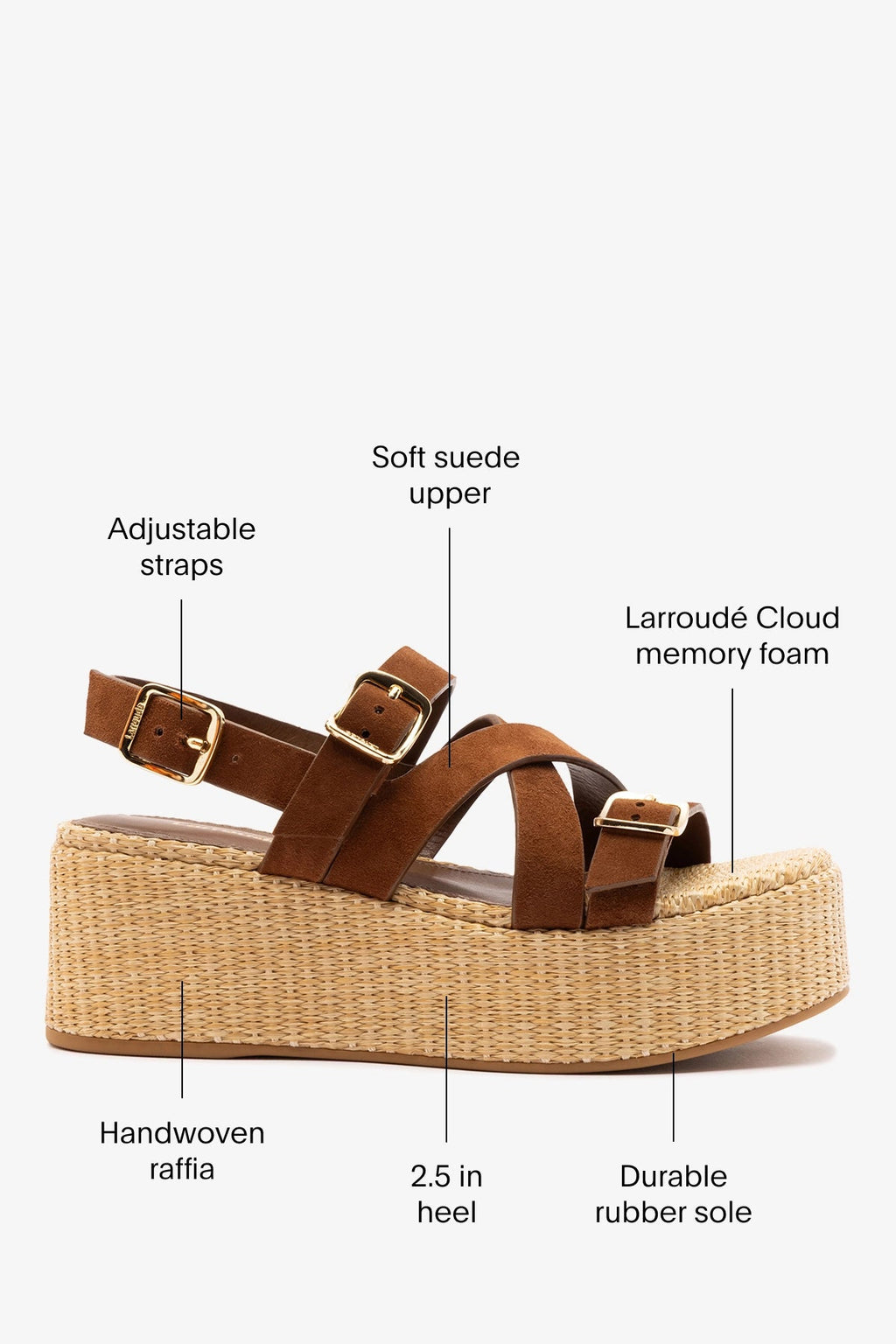 Larroude Patti Flatform Burnt Umber Suede