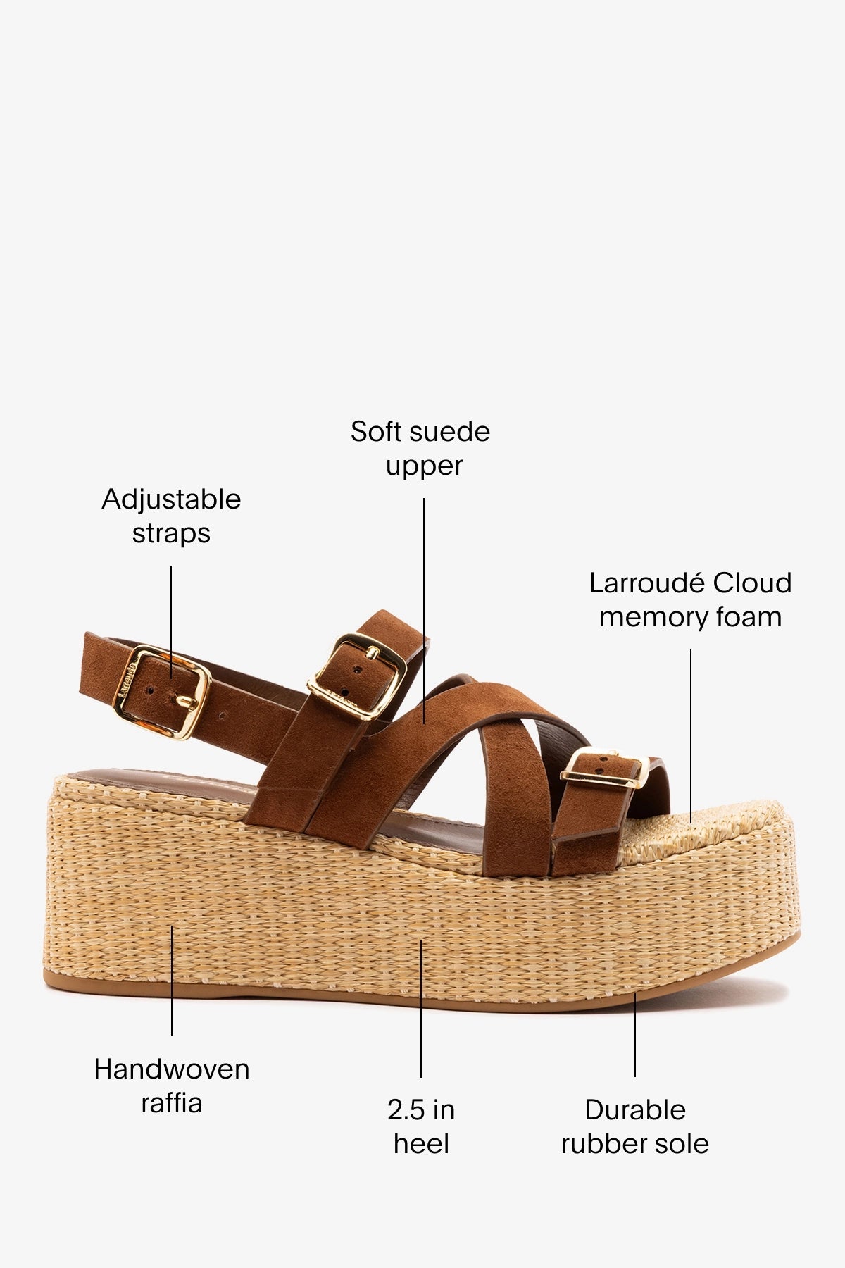 Larroude Patti Flatform Burnt Umber Suede