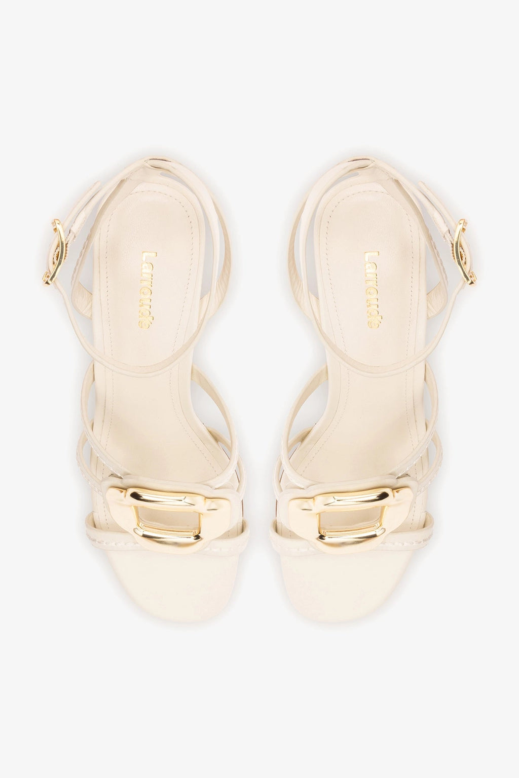 Larroude Margherita Block Sandal Ivory Leather