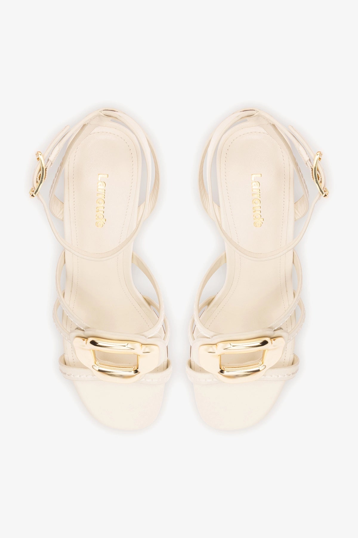 Larroude Margherita Block Sandal Ivory Leather