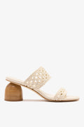 Larroude Dew Drop Macrame Sandal In Ivory Leather