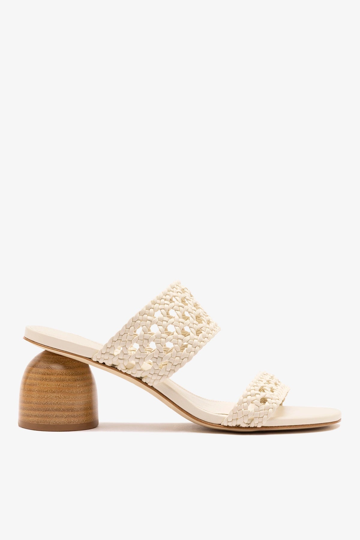 Larroude Dew Drop Macrame Sandal In Ivory Leather