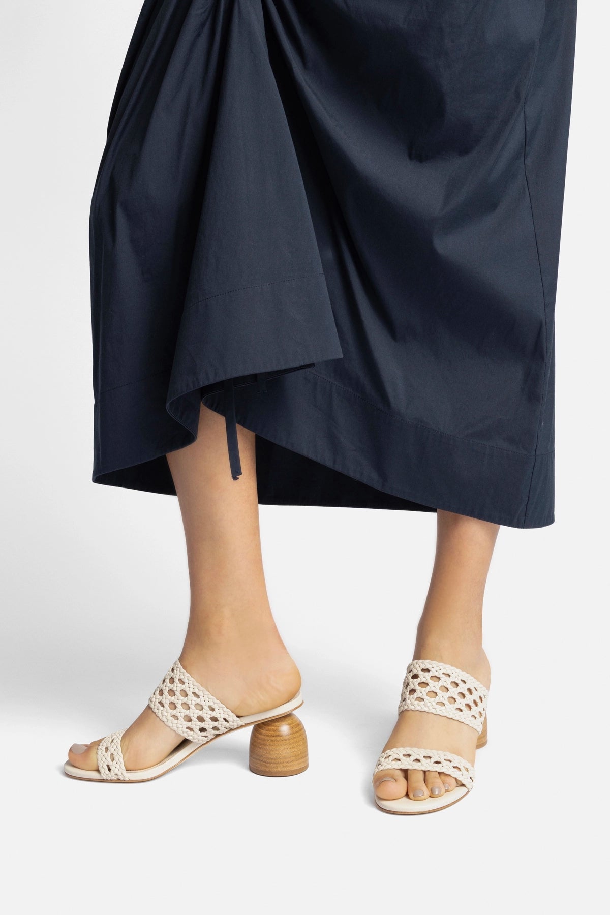 Larroude Dew Drop Macrame Sandal In Ivory Leather