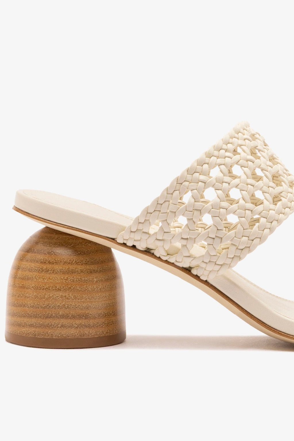 Larroude Dew Drop Macrame Sandal In Ivory Leather