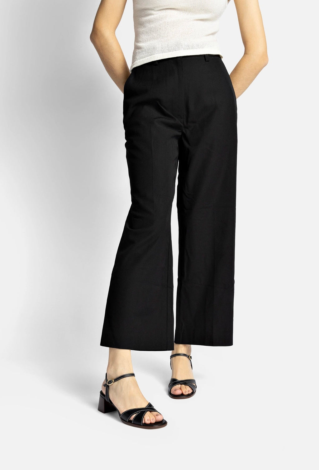 Larroude Roma Sandal In Vegetale Black Leather
