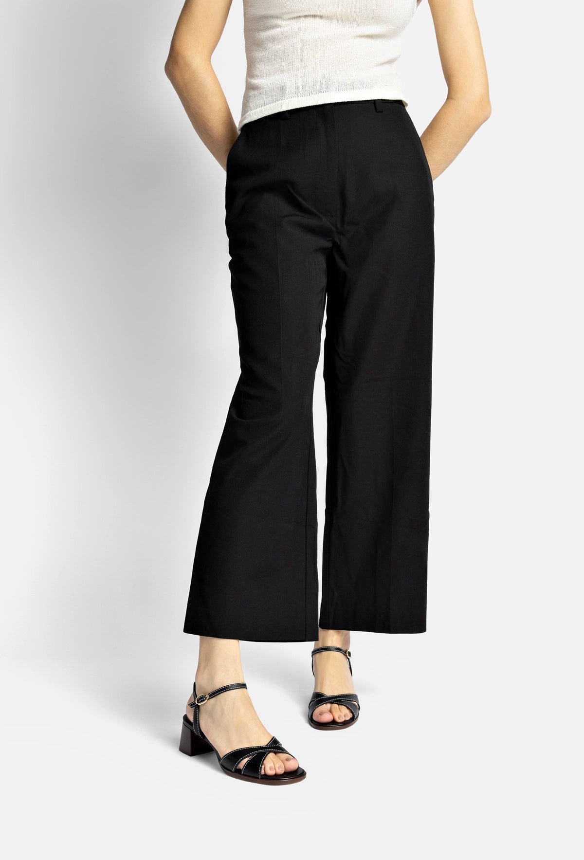 Larroude Roma Sandal In Vegetale Black Leather