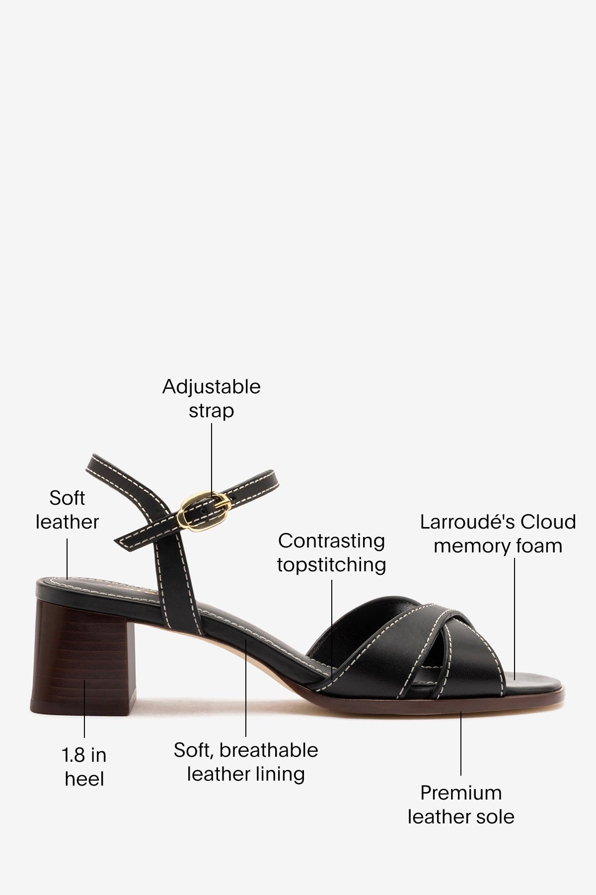 Larroude Roma Sandal In Vegetale Black Leather