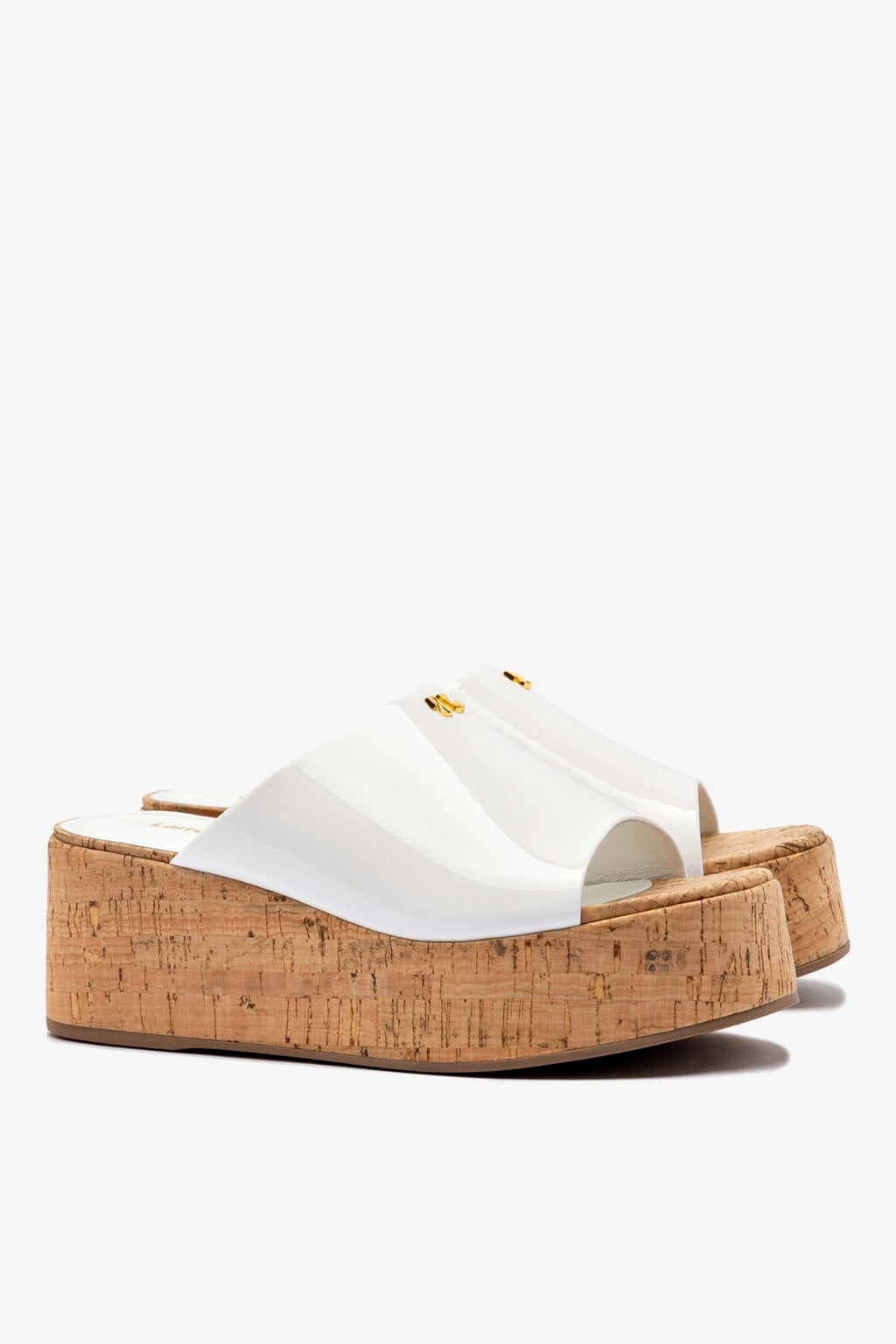 Larroude Charli Mule In White Patent Leather