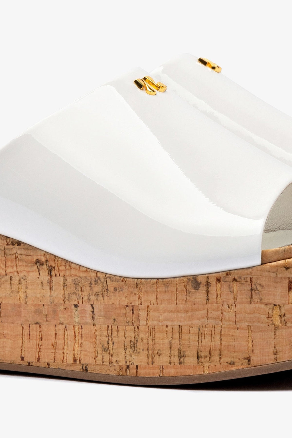 Larroude Charli Mule In White Patent Leather