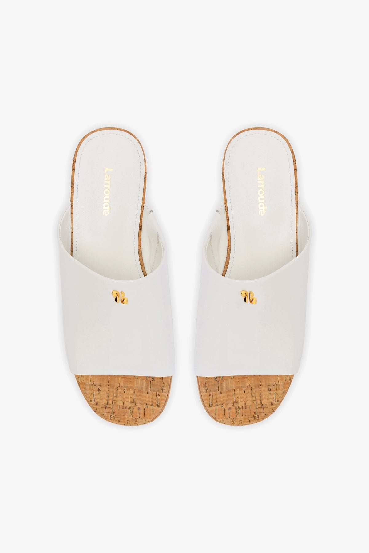 Larroude Charli Mule In White Patent Leather
