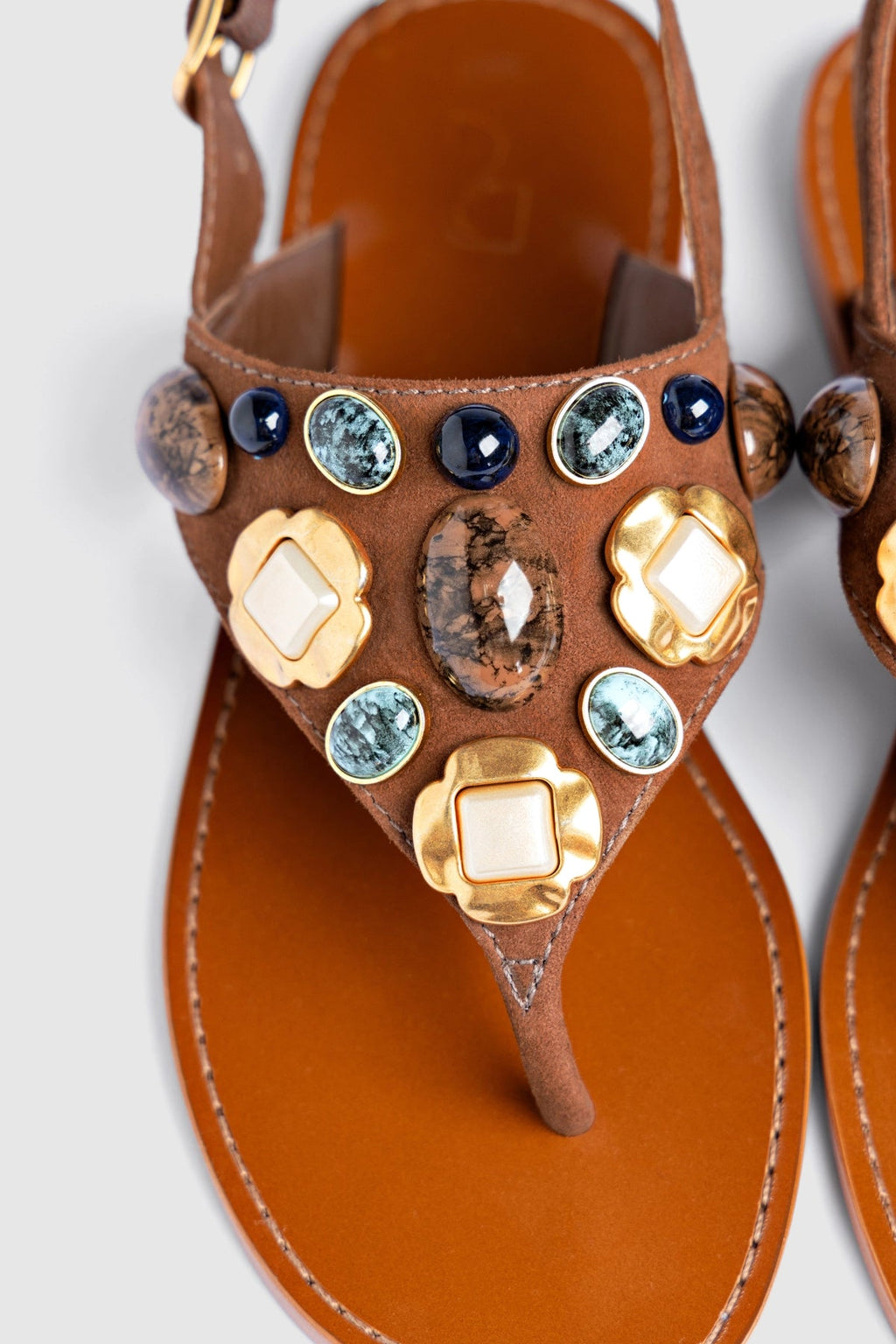 Larroude Talitha Flat Sandal In Brown Leather