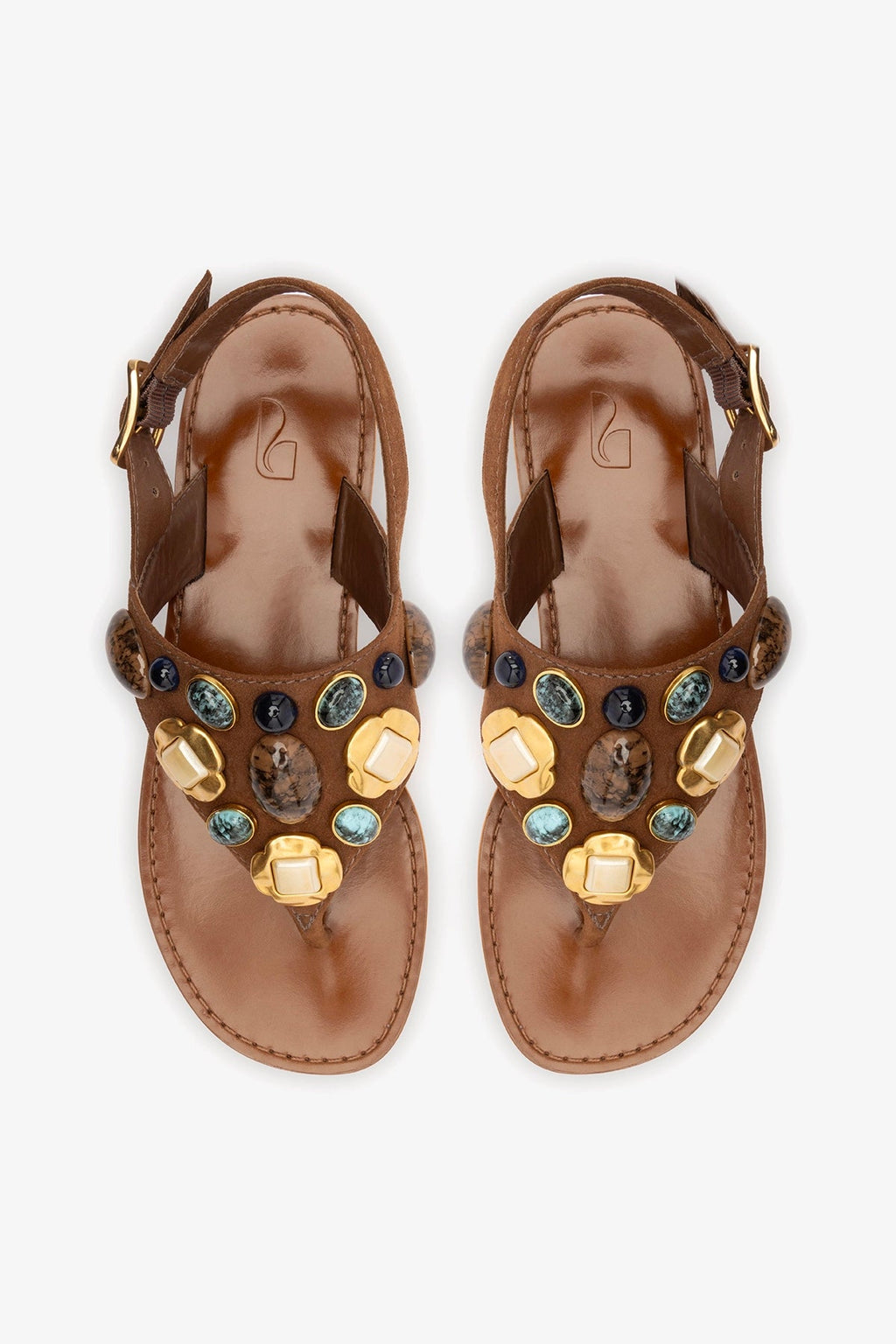 Larroude Talitha Flat Sandal In Brown Leather