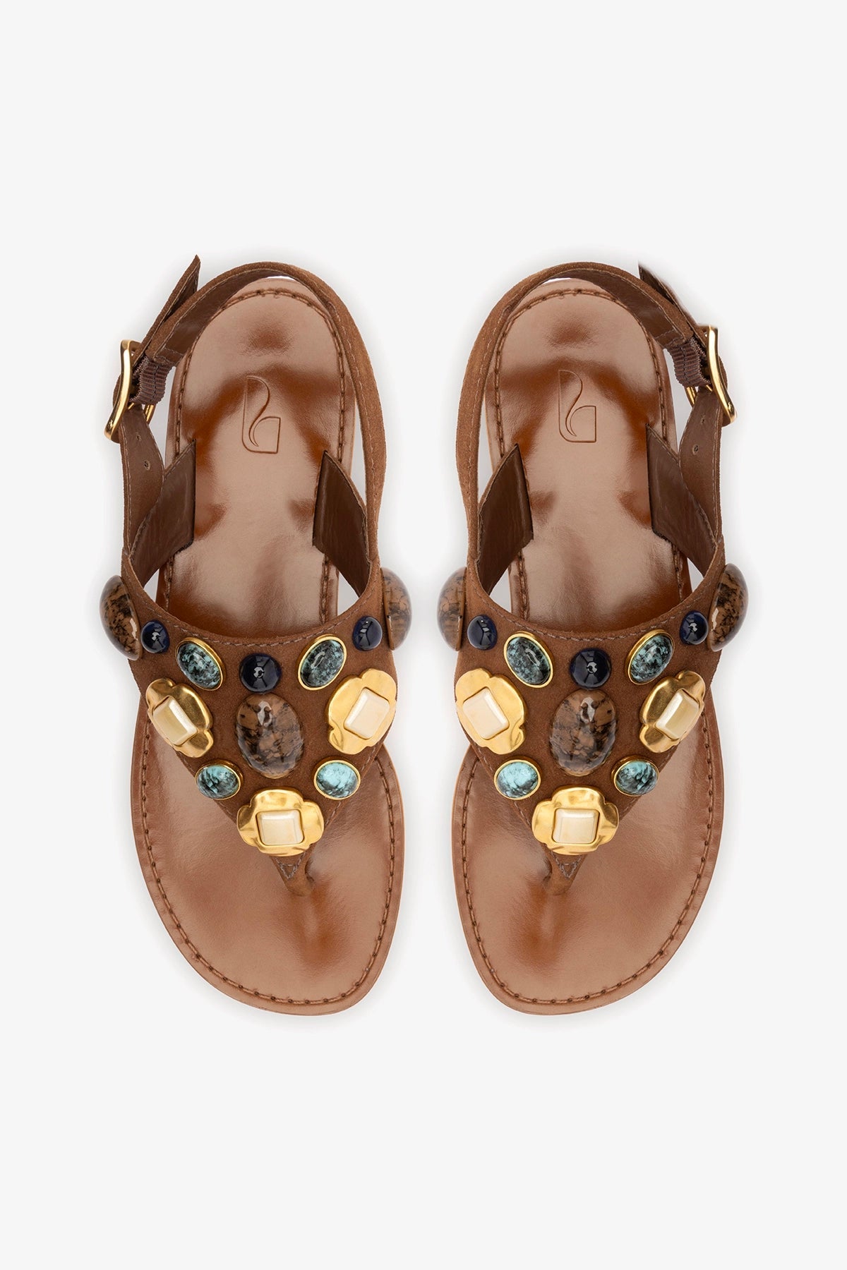 Larroude Talitha Flat Sandal In Brown Leather