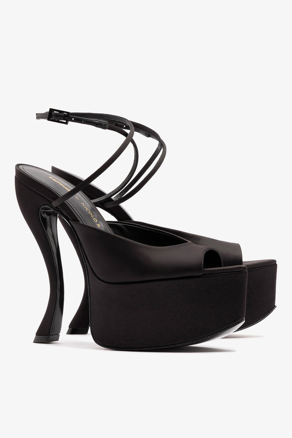 Larroude Larroudé x Nicolò B.: Lola Sandal Black Satin