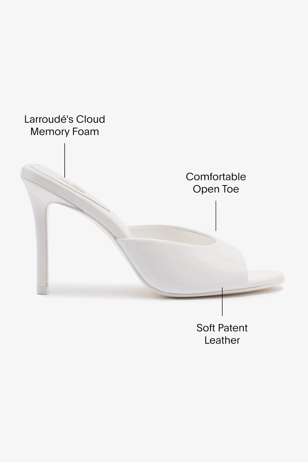Larroude Jasmine Hi Mule In White Leather