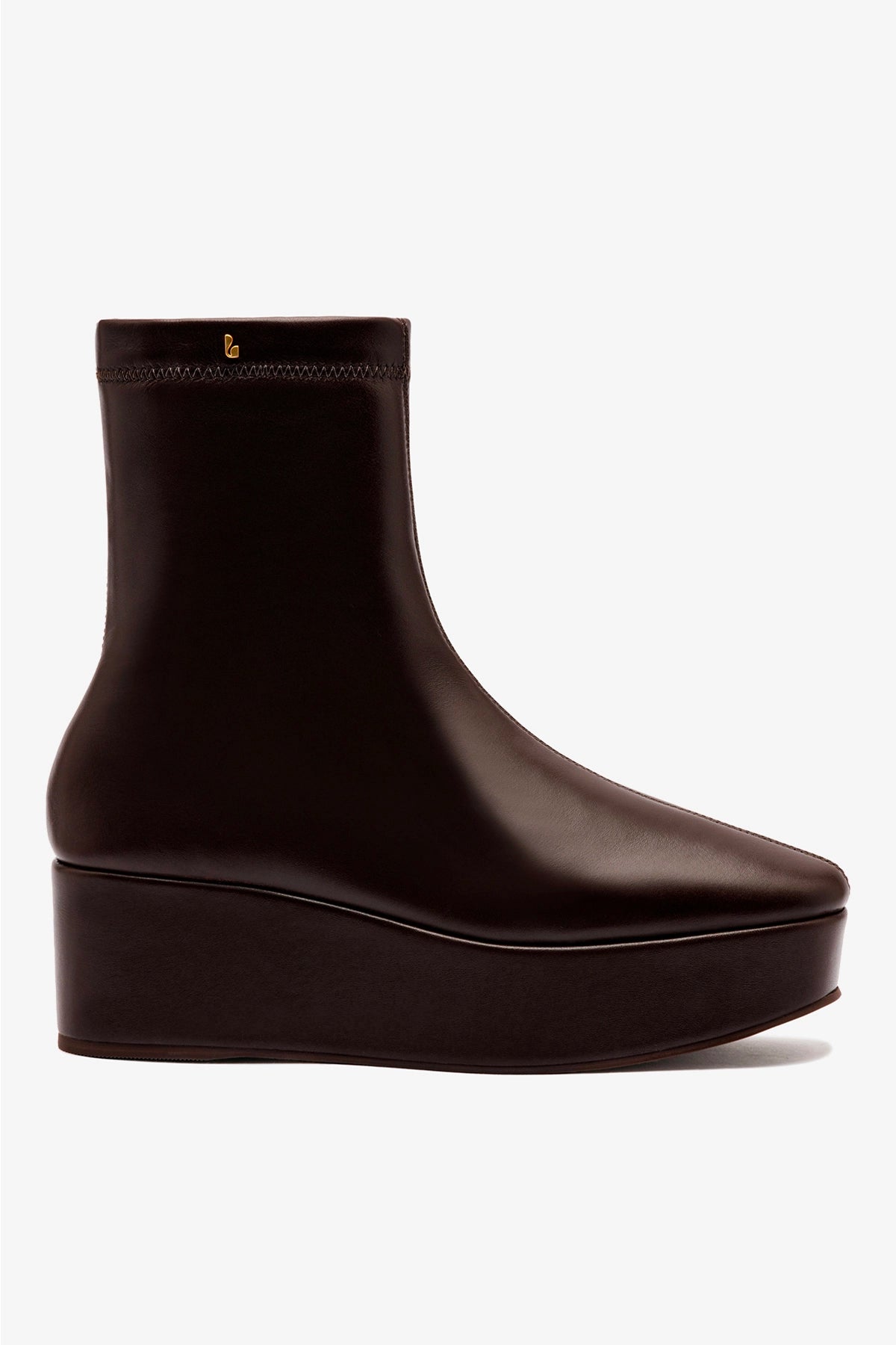 Larroude Dani Flatform Boot In Brown Leather