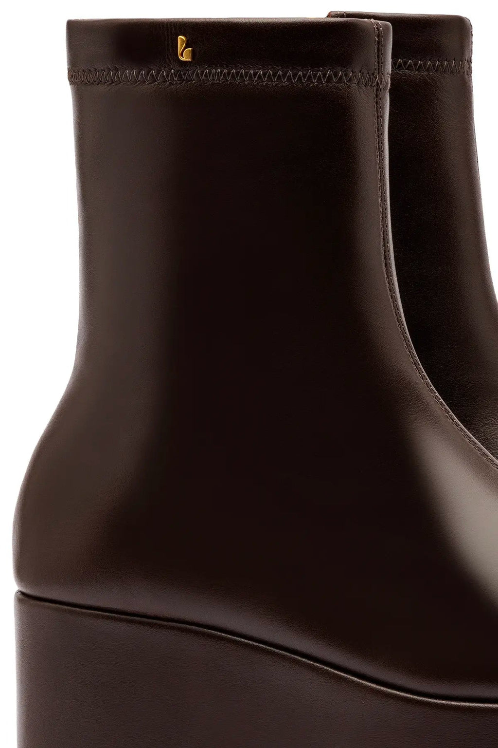 Larroude Dani Flatform Boot In Brown Leather