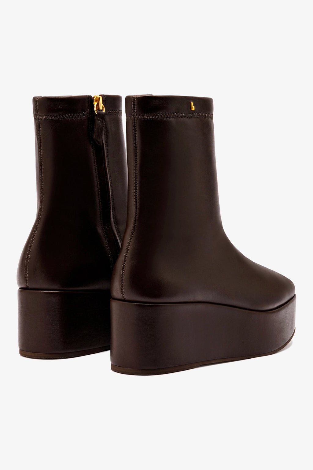 Larroude Dani Flatform Boot In Brown Leather